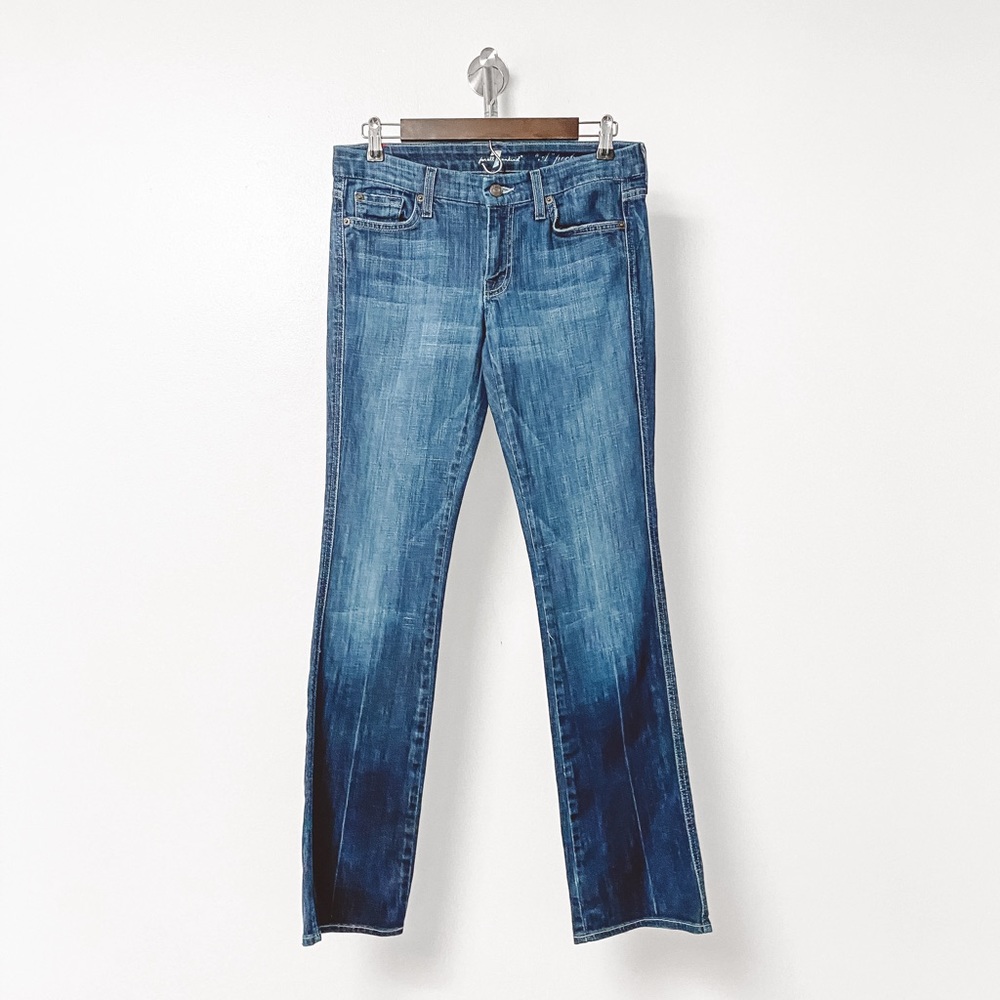 7FAMK 7 For All Mankind "A" Embellished Pocket‎ Flare Jeans Medium Wash 28